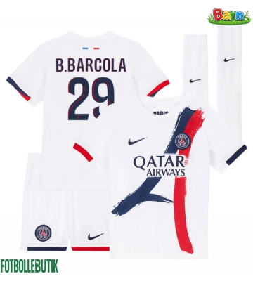 Paris Saint-Germain Bradley Barcola #29 Bortaställ Barn 2025-26 Kortärmad (+ Korta byxor)